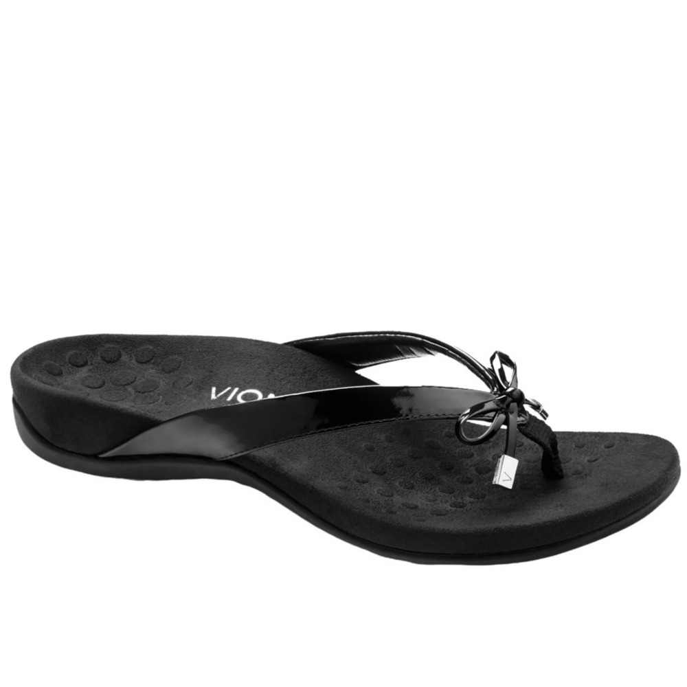 Vionic Bella II Black Toe Post Thong Sandals Womens 7 Wide‎ UK 5 EU 37